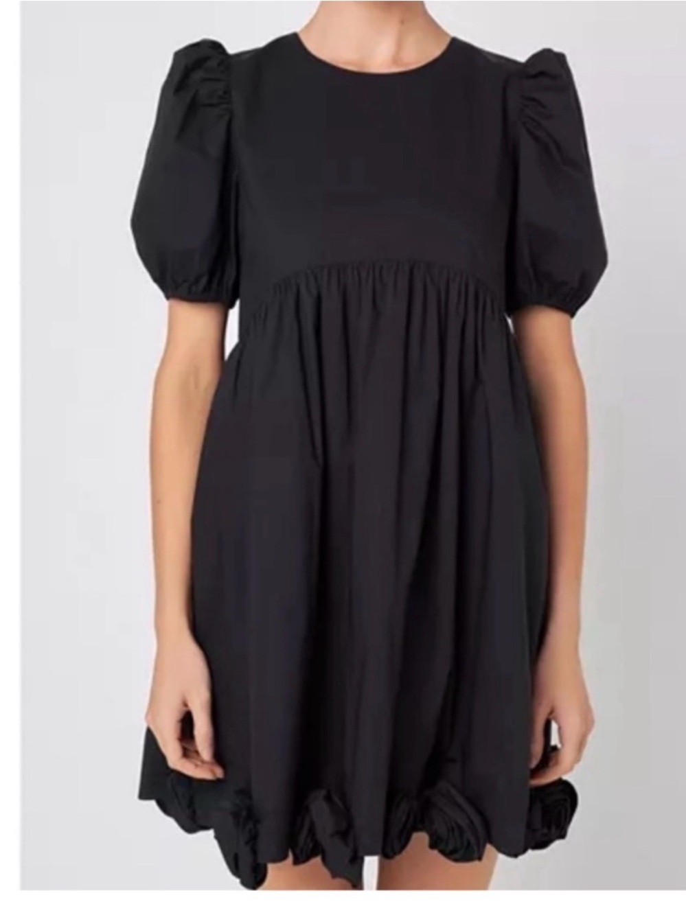 English Factory black poplin corsage dress size L NWT